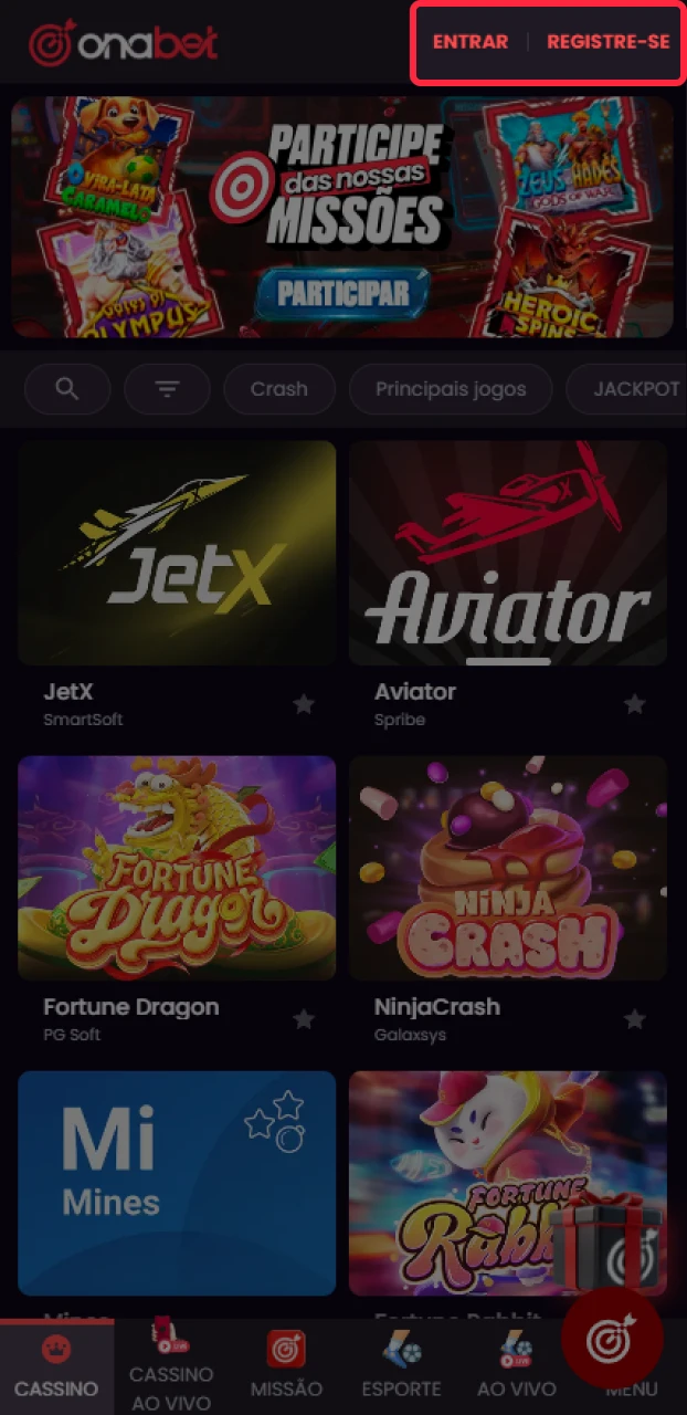 Acesse seu perfil ou crie um novo para gerenciar apostas em MMA na Onabet.