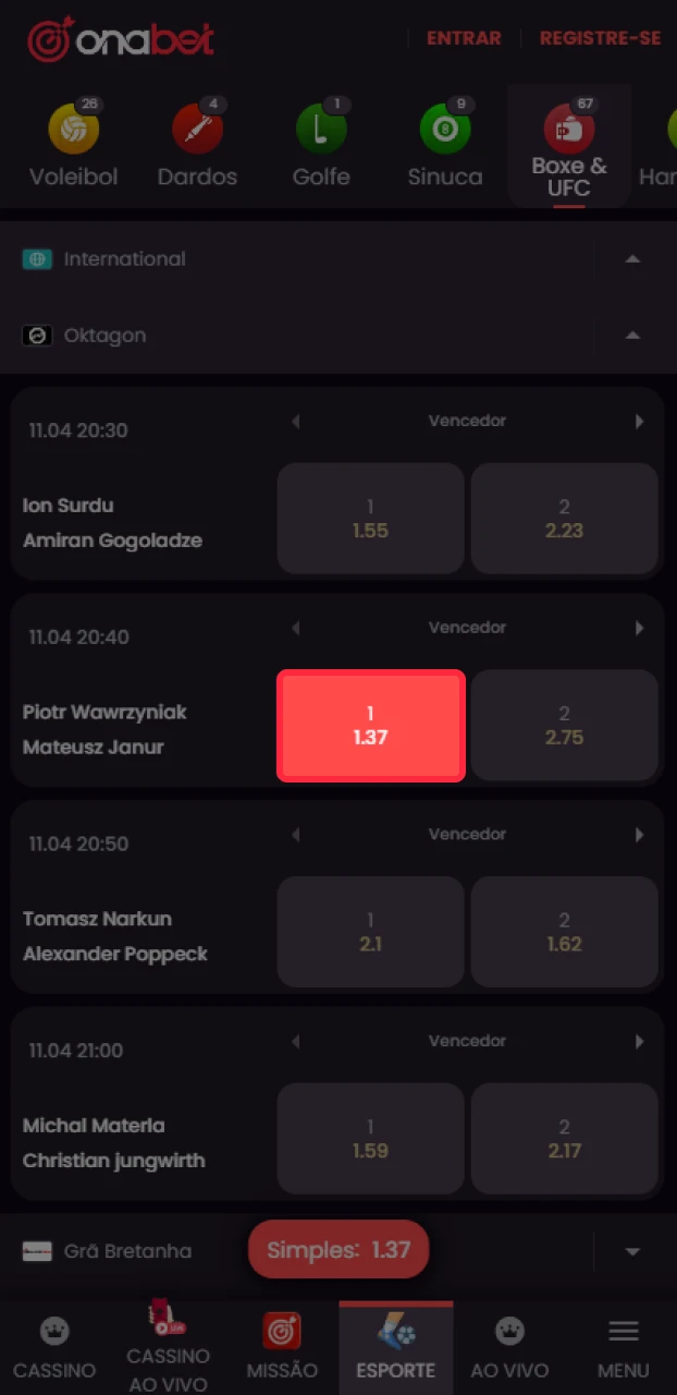 Compare as cotações dos lutadores para otimizar suas apostas em MMA na Onabet.