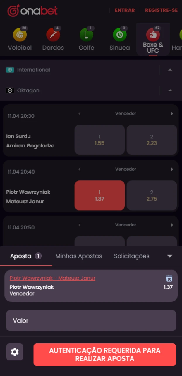 Confirme seu ticket de apostas em MMA na Onabet Brasil.