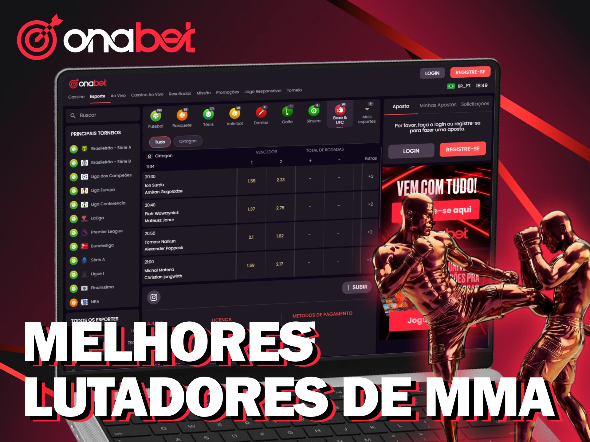 Analise o cartel dos grandes campeões antes de suas apostas em MMA na Onabet.