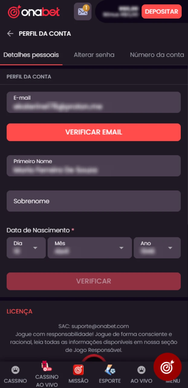 Confirme suas informações antes de apostar em caça-níqueis na Onabet.
