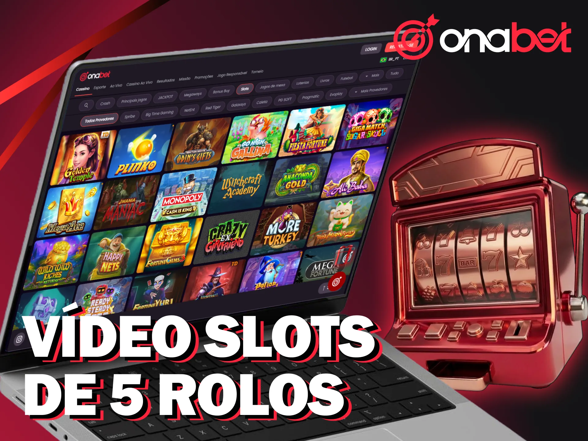Lucre nos modernos vídeo slots de 5 rolos e caça-níqueis da Onabet.