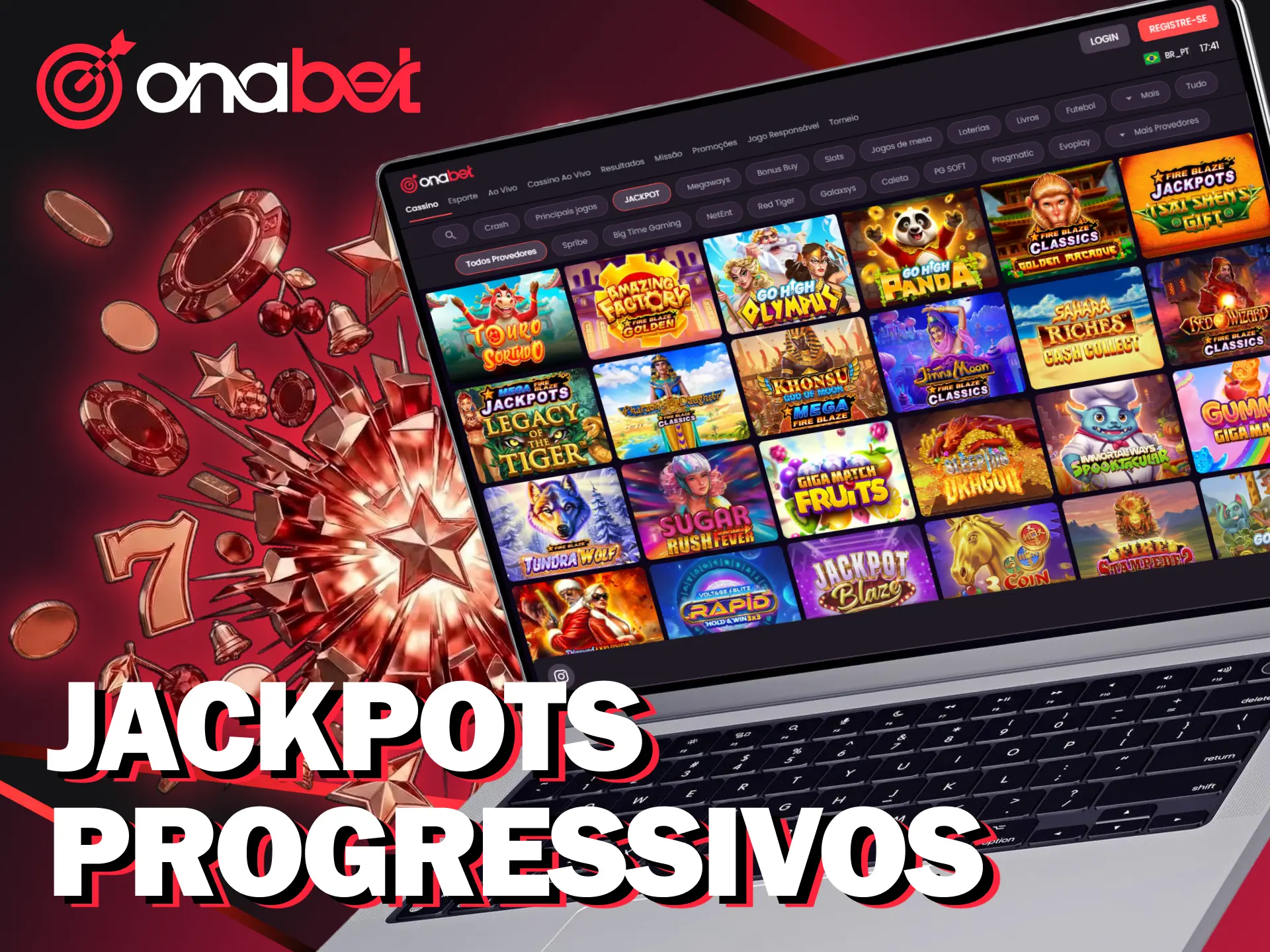 Tente a sorte nos jackpots para ganhar grandes somas em caça-níqueis na Onabet.