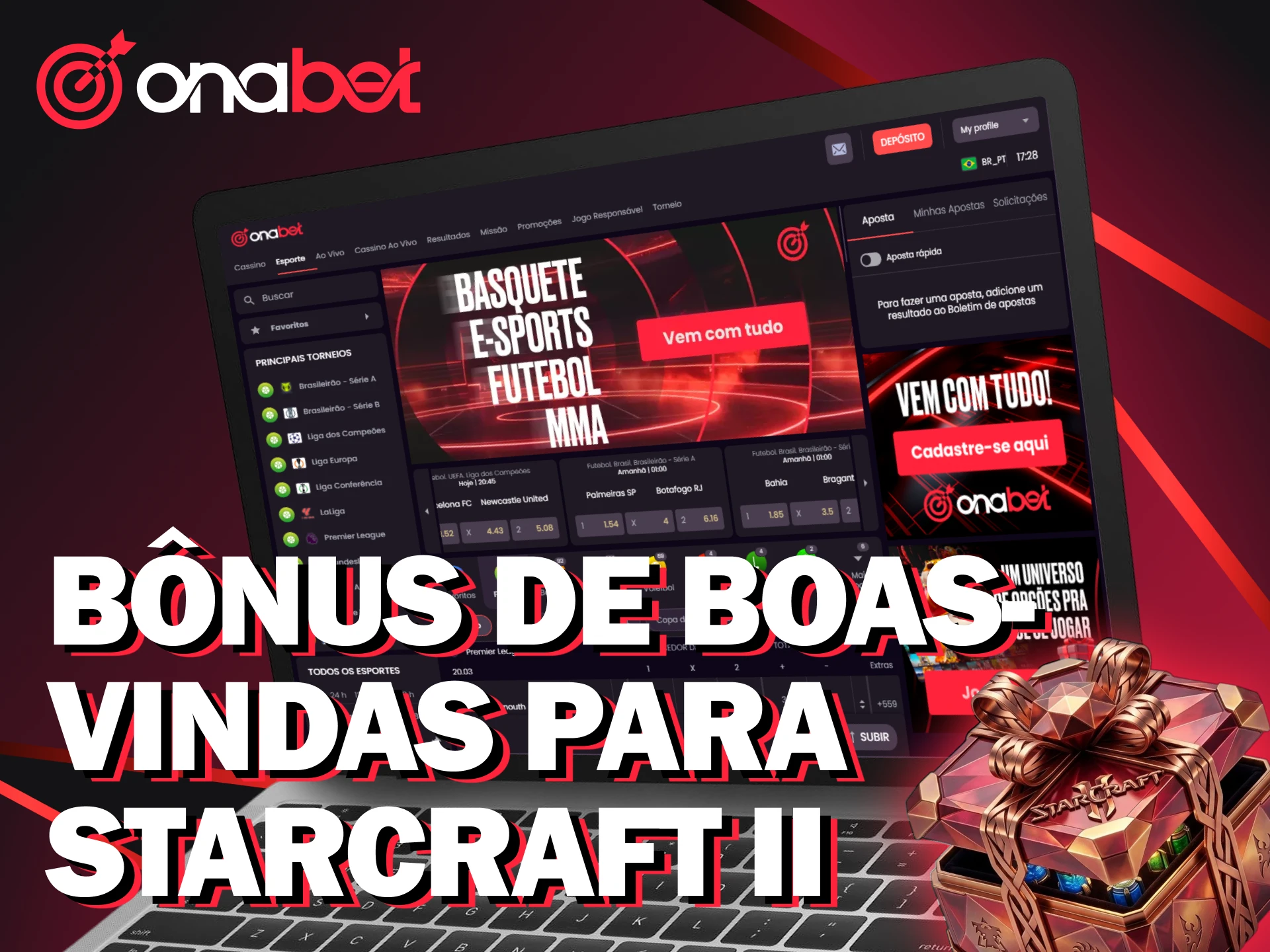 Ative seu bônus da Onabet para ganhar mais em suas apostas em StarCraft II.