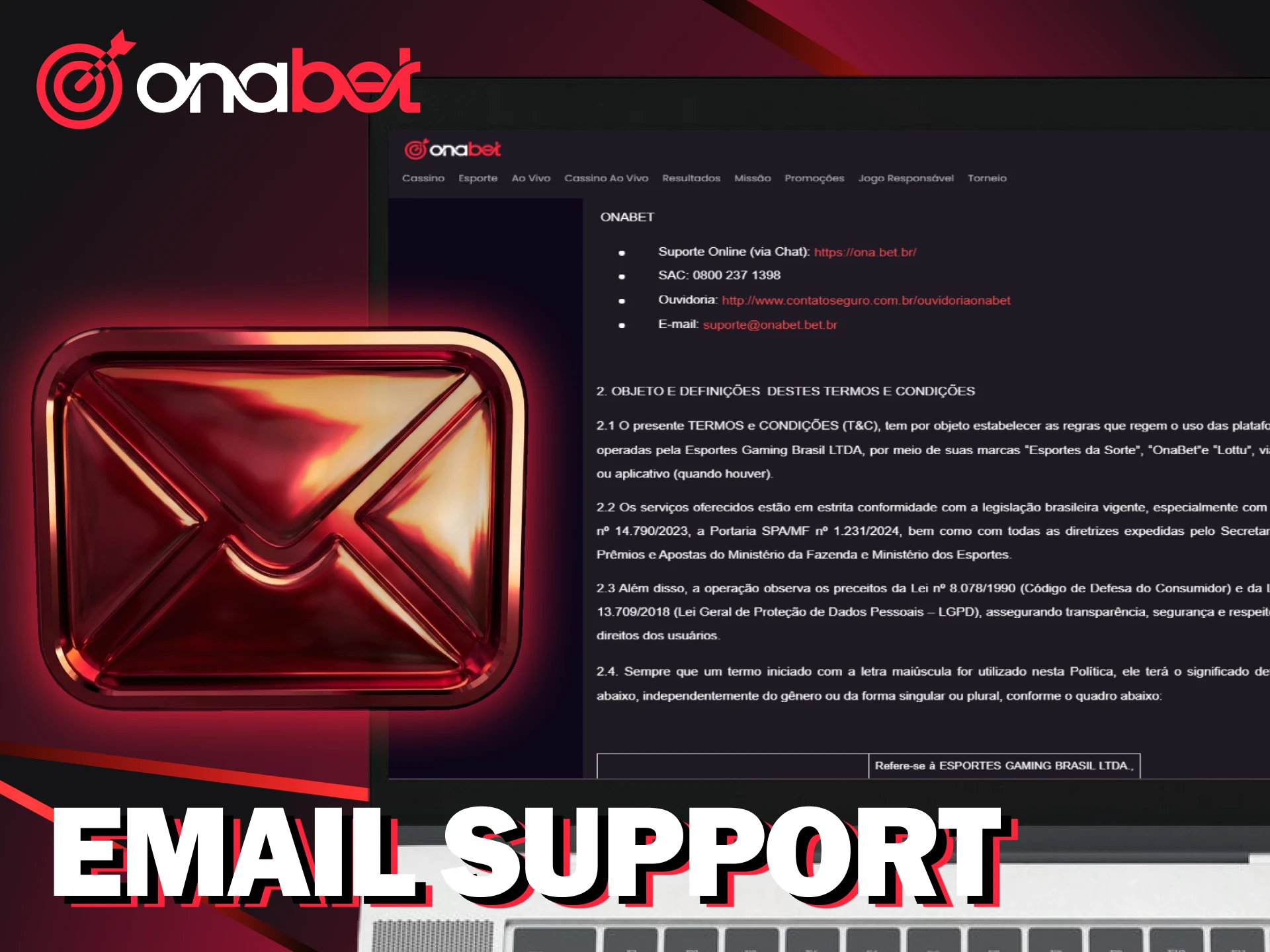 Envie um e-mail para o suporte Onabet e receba ajuda detalhada sobre sua conta.
