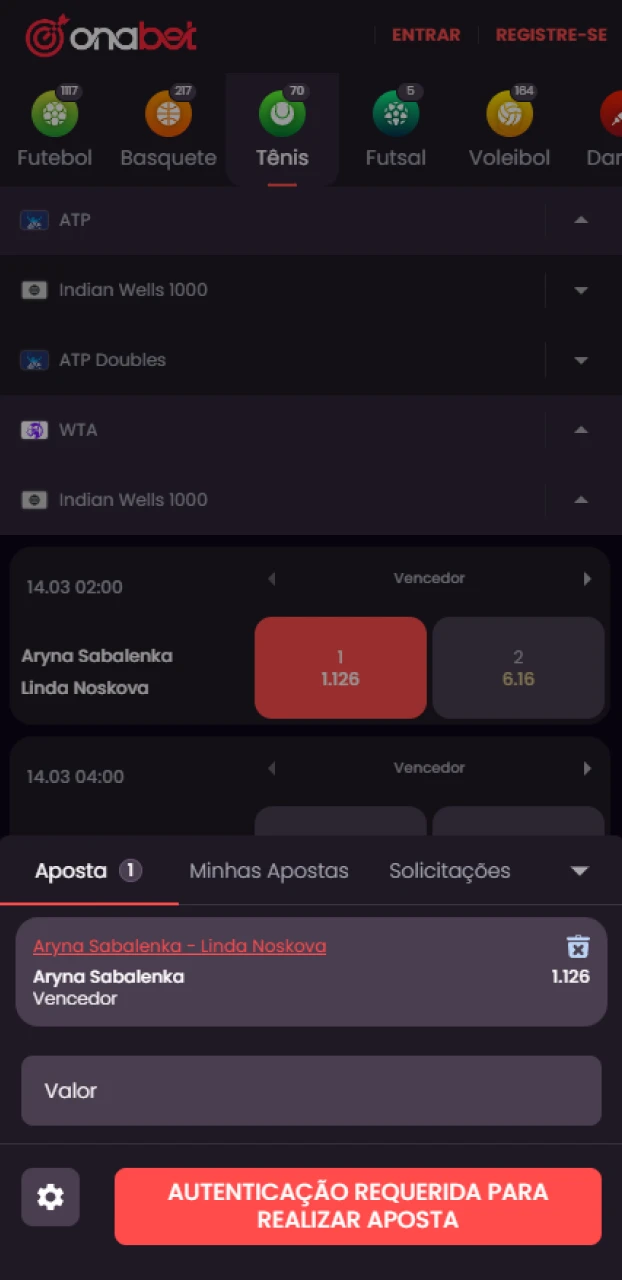 Valide seu bilhete e monitore o placar enquanto torce por suas apostas em tênis na Onabet.