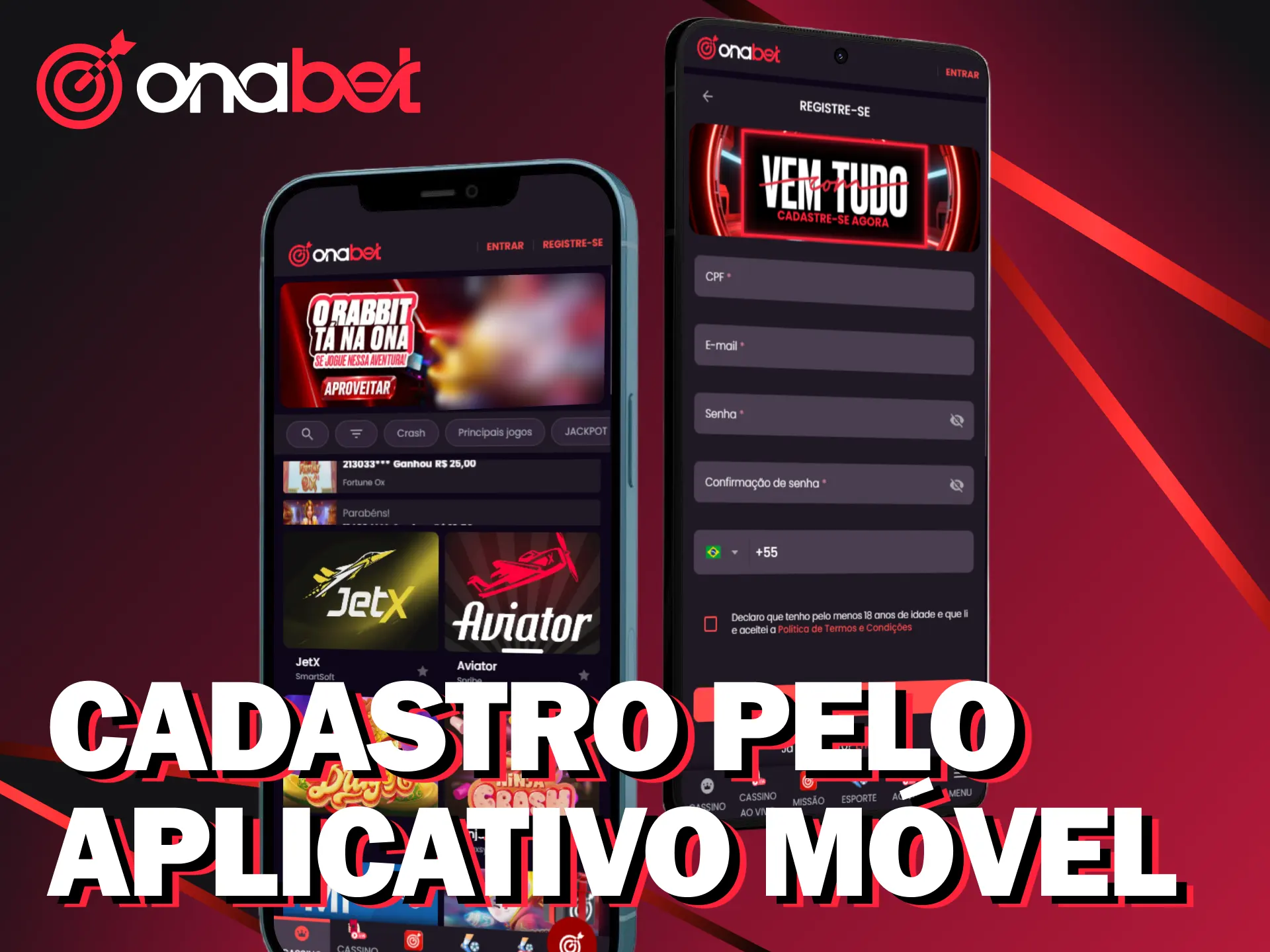 Faça seu cadastro pelo app Onabet no iOS e Android e comece a ganhar.