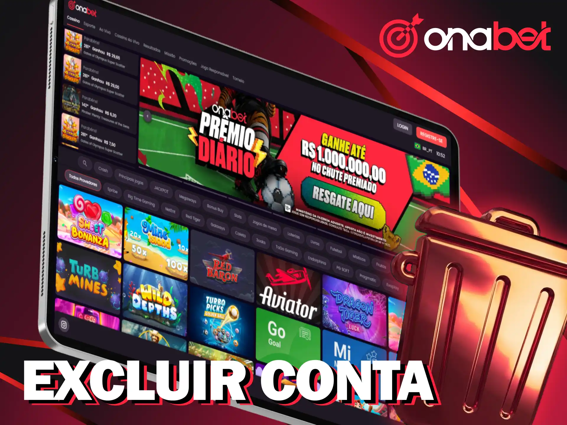 Exclua seu cadastro na Onabet se for necessário.