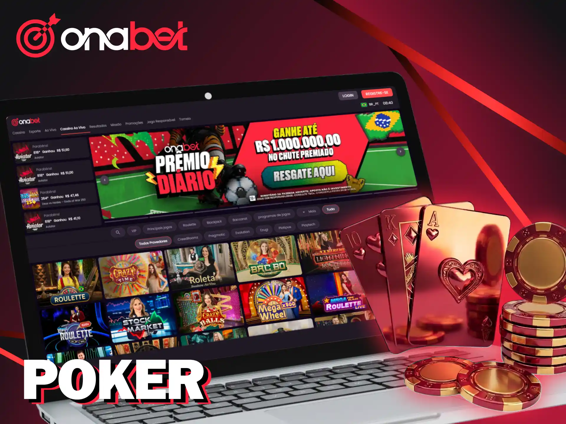 Participe das mesas e lucre com as partidas de poker no cassino ao vivo Onabet.