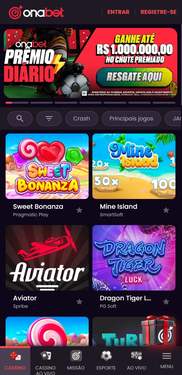 Entre no site oficial da Onabet para se divertir no cassino.