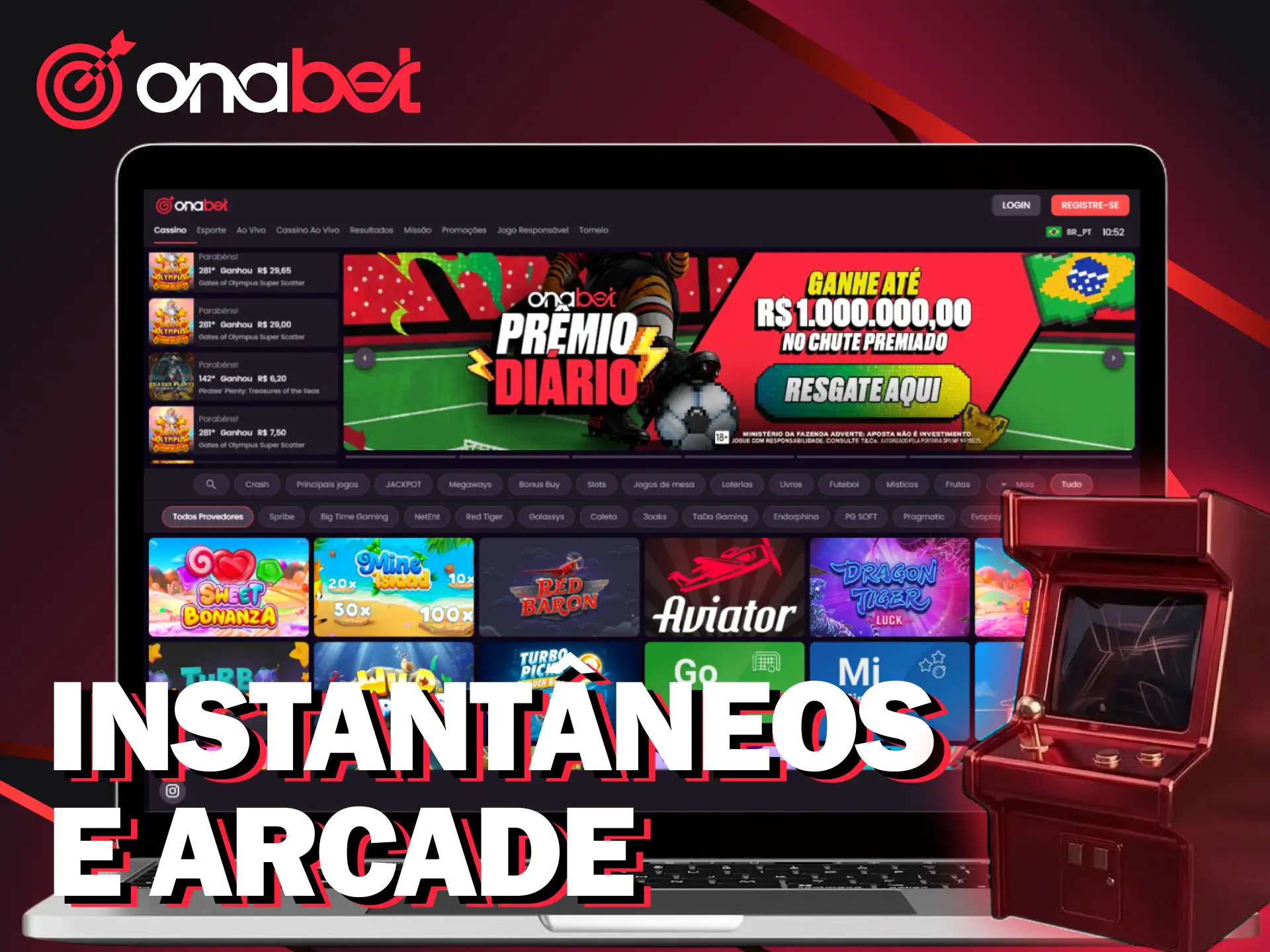 Divirta-se e fature alto com jogos de arcade no cassino Onabet.