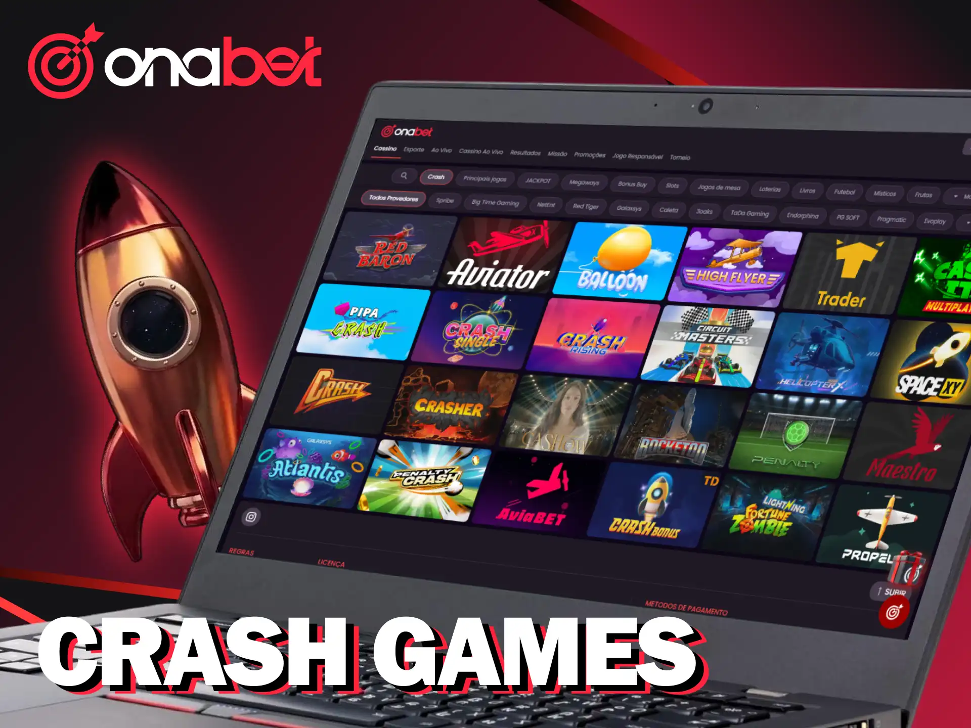 Ganhe dinheiro rápido com os crash games disponíveis no cassino Onabet oficial.