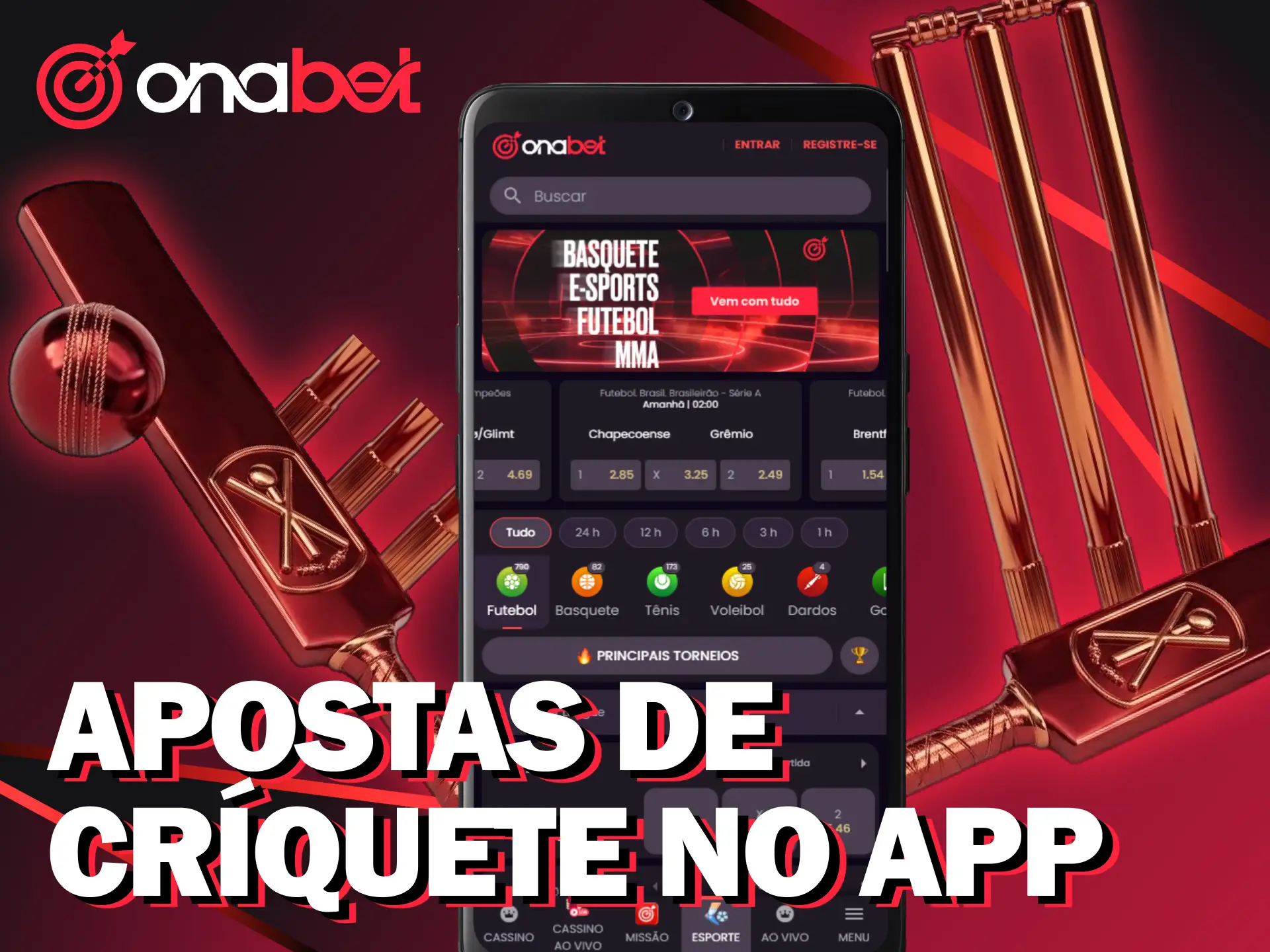 Aposte em críquete pelo celular de forma prática usando o app da Onabet.