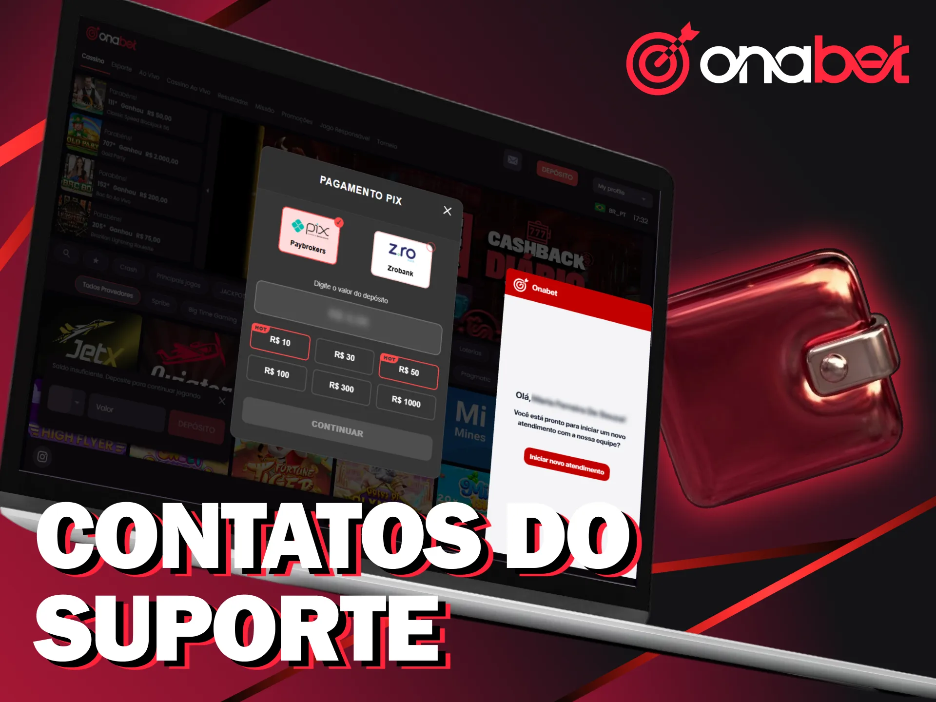 Entre em contato com o suporte para dúvidas sobre seu depósito Onabet.
