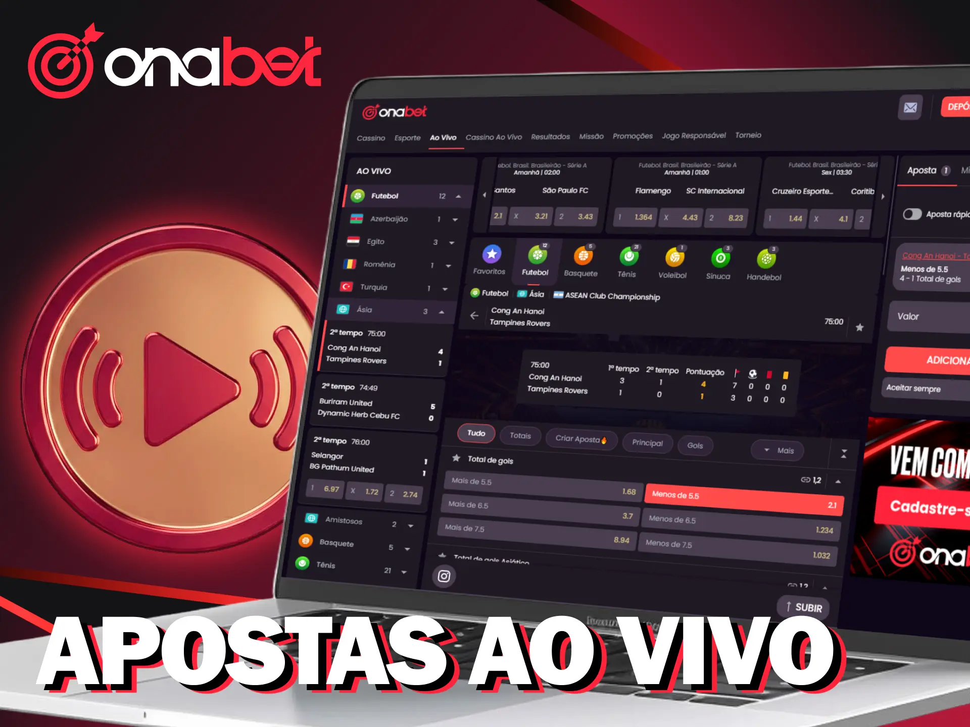 Acompanhe e faça suas apostas esportivas ao vivo na Onabet.