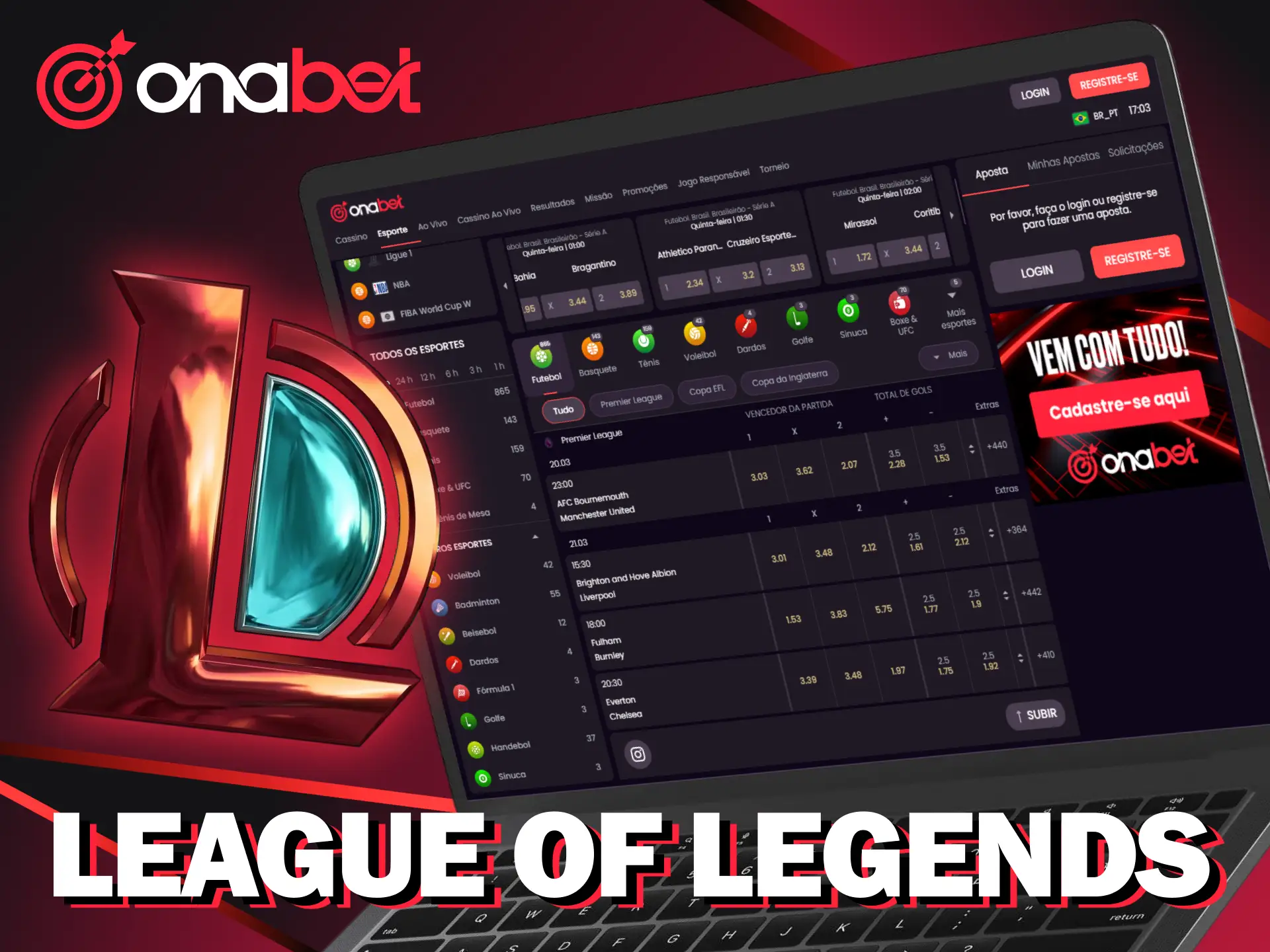 Garanta bons resultados acompanhando as partidas de League of Legends na Onabet.