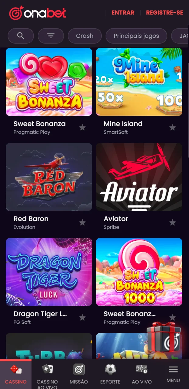 Abra o cassino no app Onabet para iOS e tente ganhar agora.