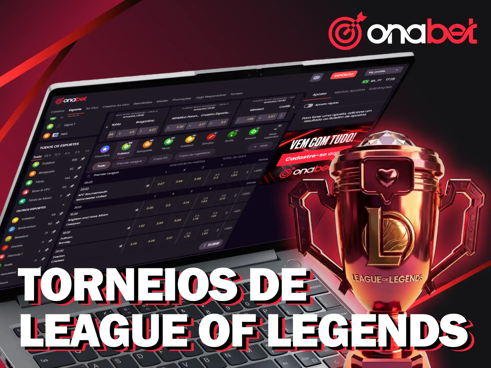 Participe dos maiores mundiais de League of Legends com apostas na Onabet.