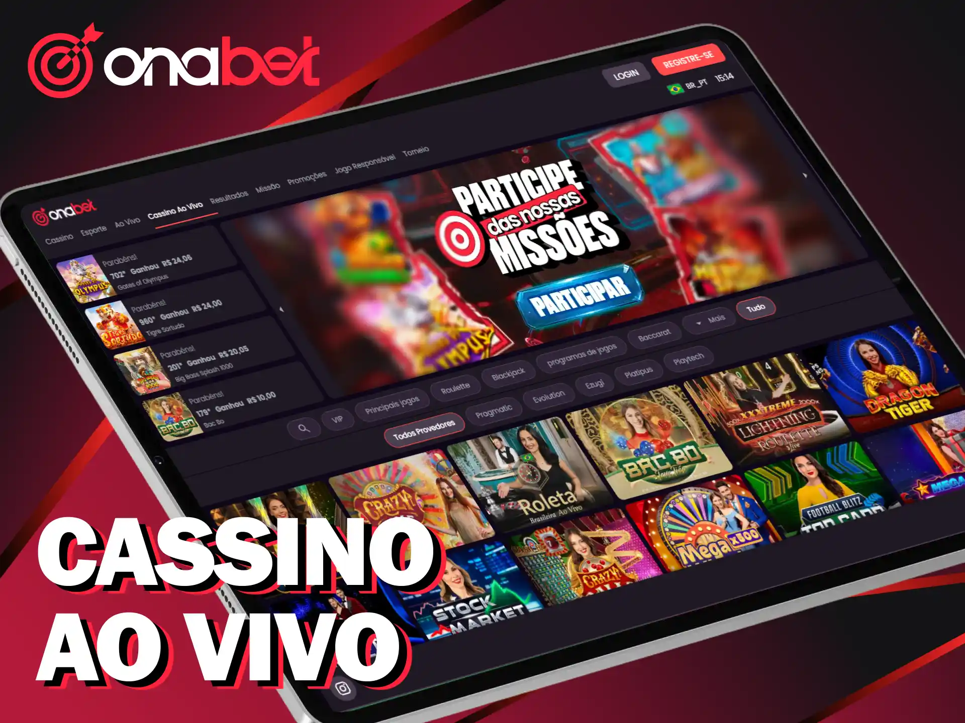 Jogue no cassino ao vivo da Onabet com crupiês de verdade.