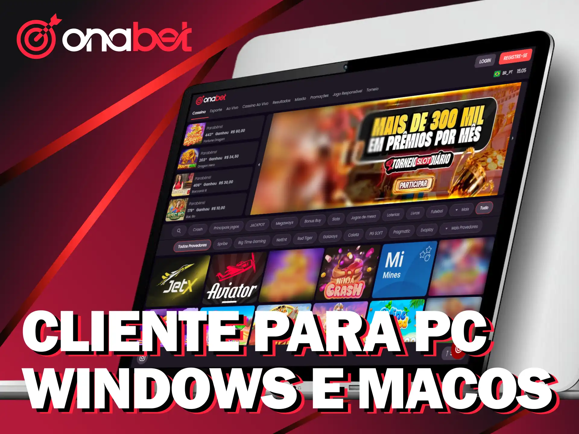 Use o app para Windows e macOS para jogar na Onabet pelo PC.