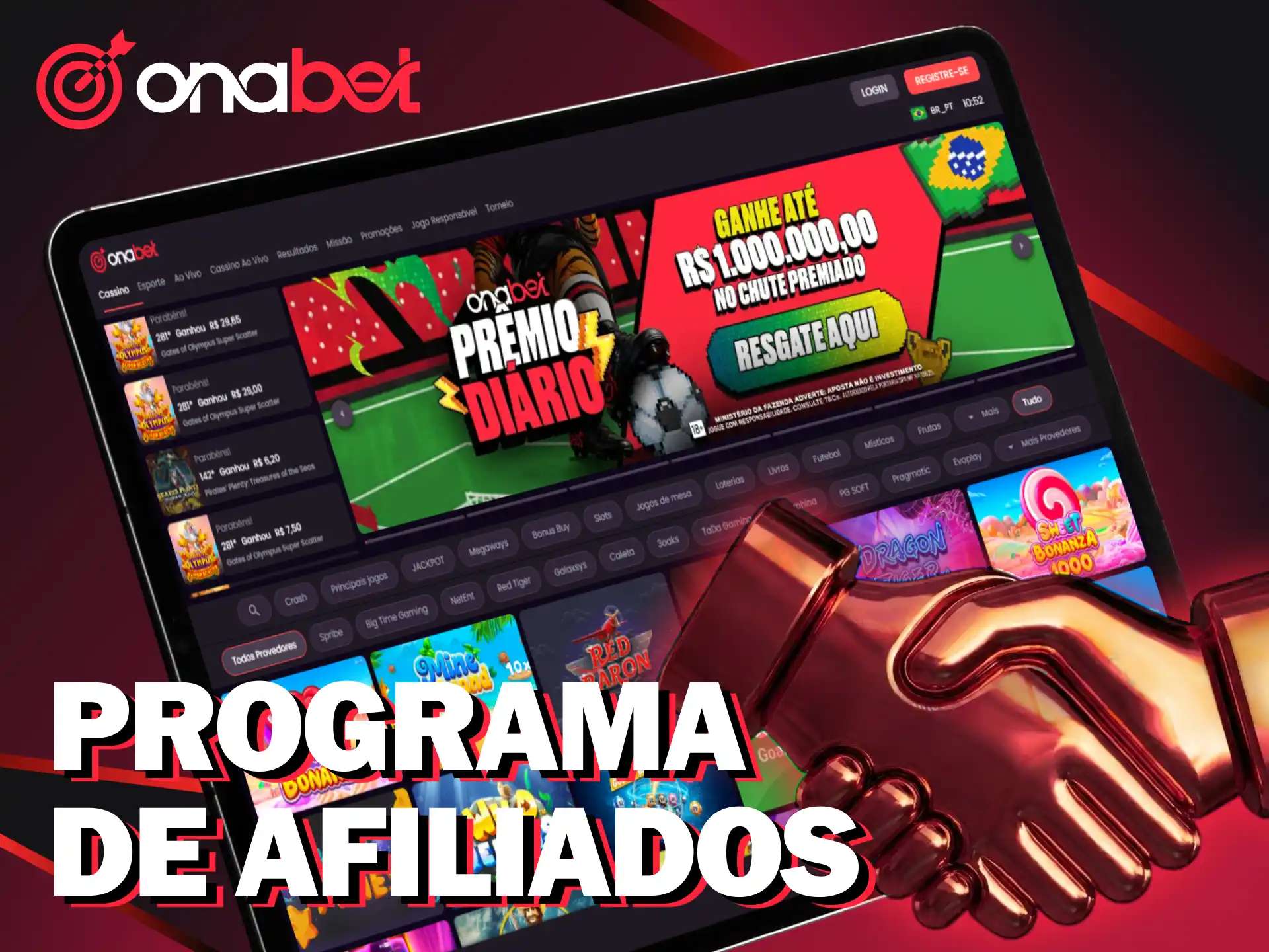 Participe do programa de afiliados da Onabet no Brasil.