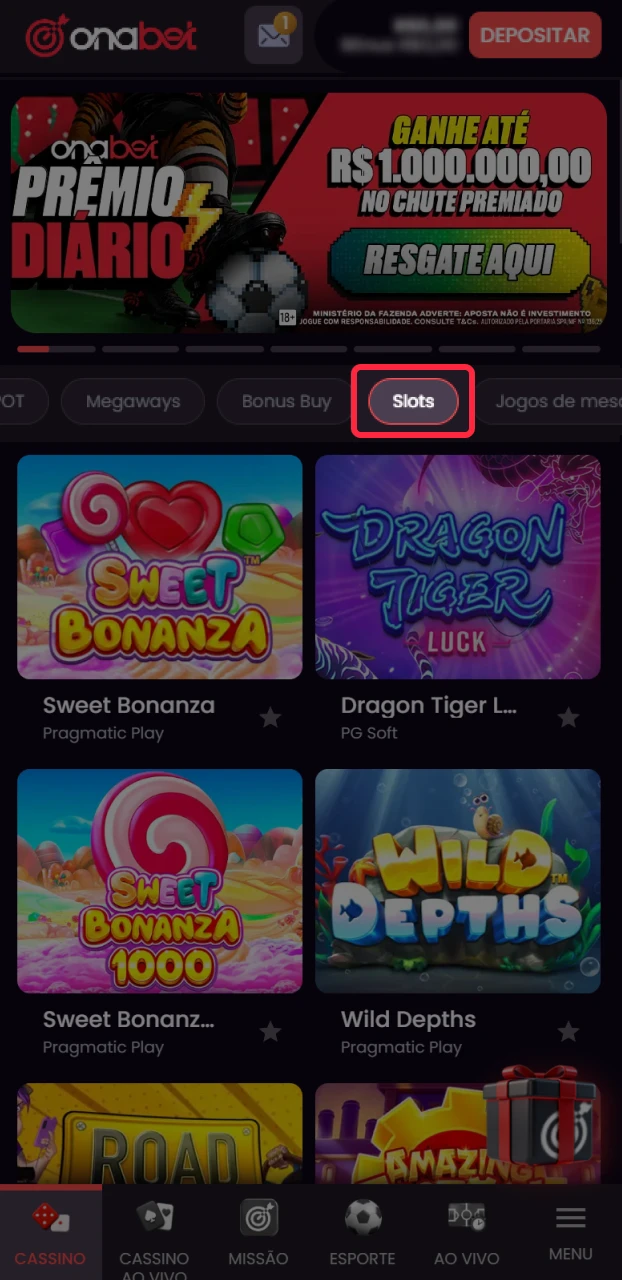 Navegue pelo lobby e encontre os melhores caça-níqueis da Onabet.