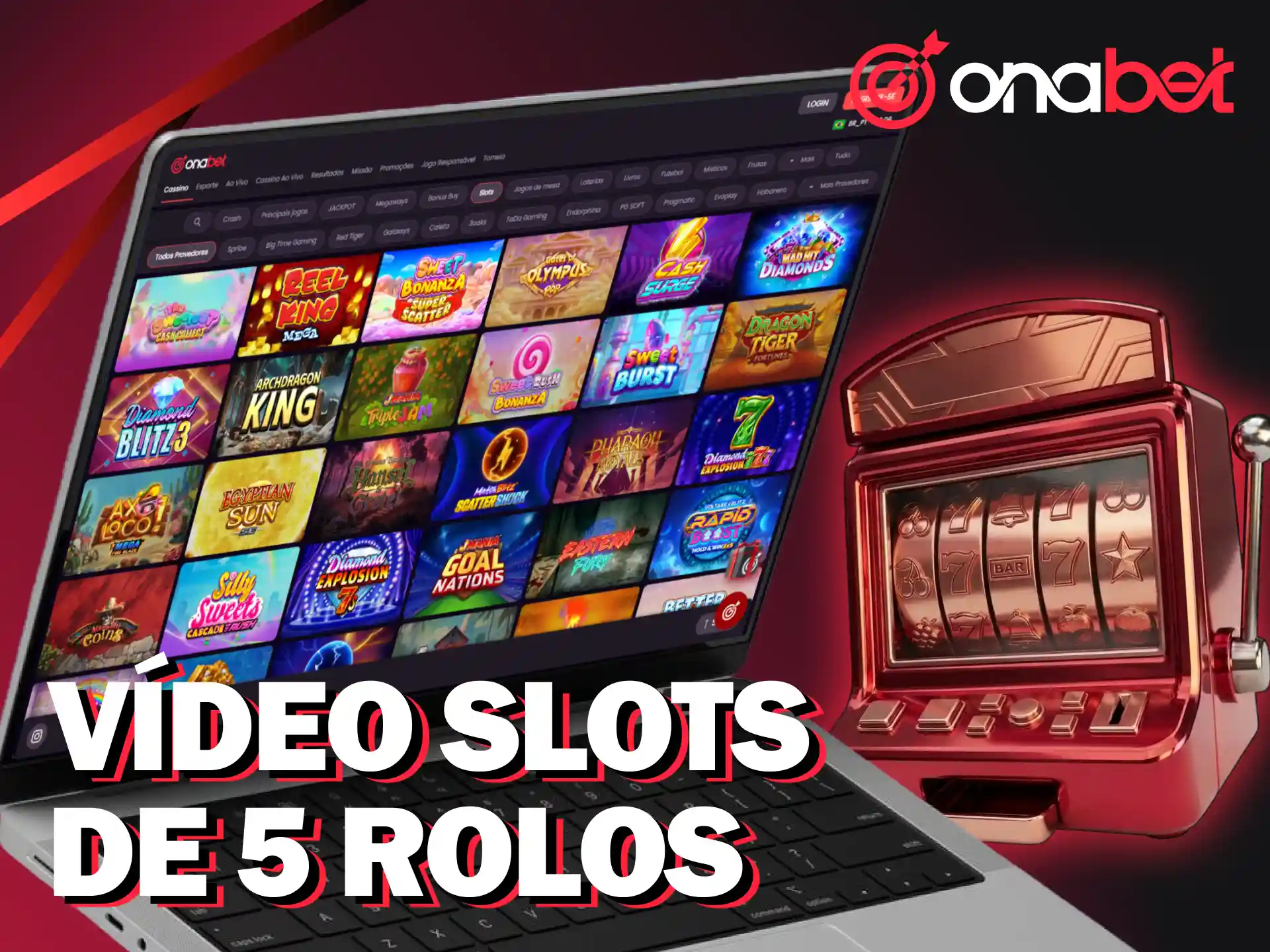 Lucre nos modernos vídeo slots de 5 rolos e caça-níqueis da Onabet.
