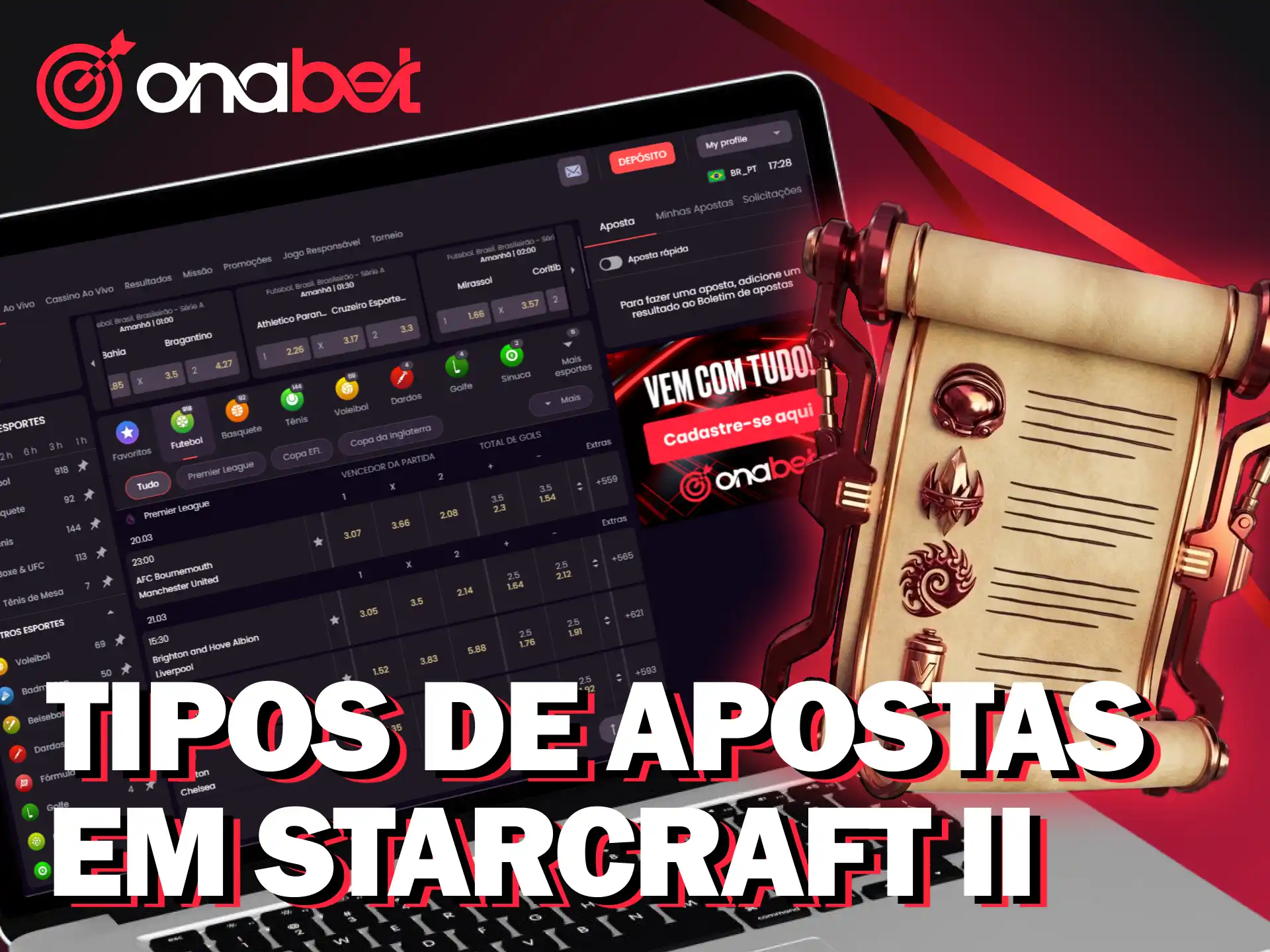 Conheça as opções para apostas em StarCraft II na Onabet oficial.