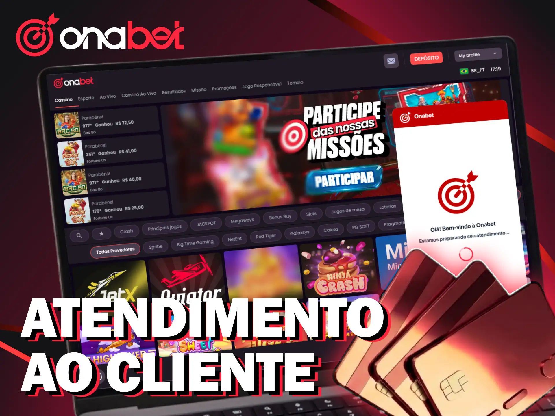 Acione o atendimento ao cliente para dúvidas sobre o saque Onabet.