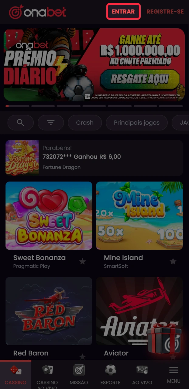 Acesse sua conta Onabet para começar a sacar dinheiro agora.